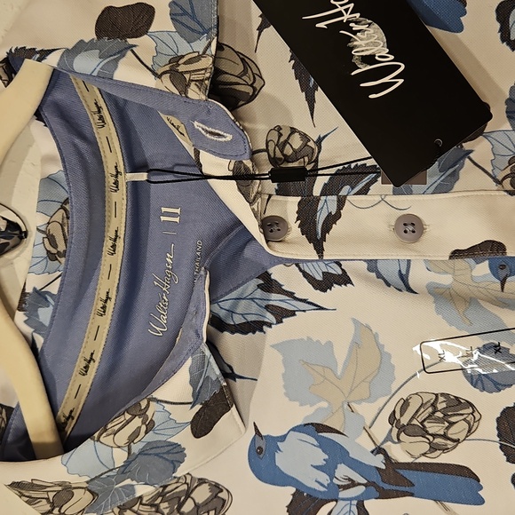 Walter Hagen NWT Golf Dri Fit Polo Mens, Floral Bird Bluejay 11 Majors Shirt XL - Picture 7 of 12